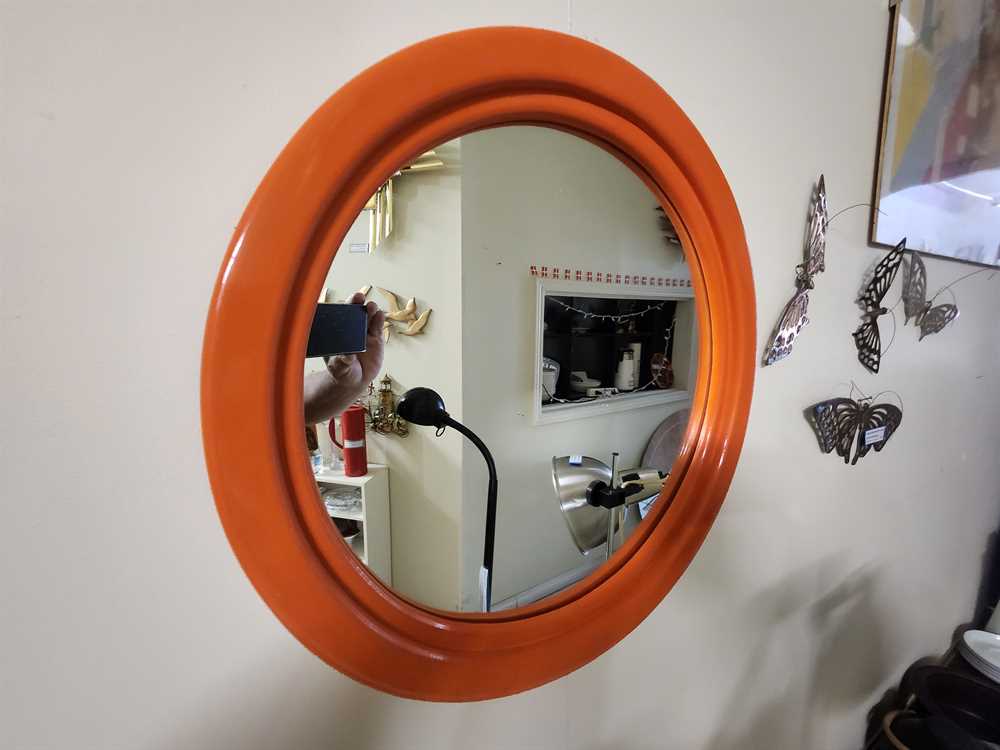 1970 Round Orange Mirror