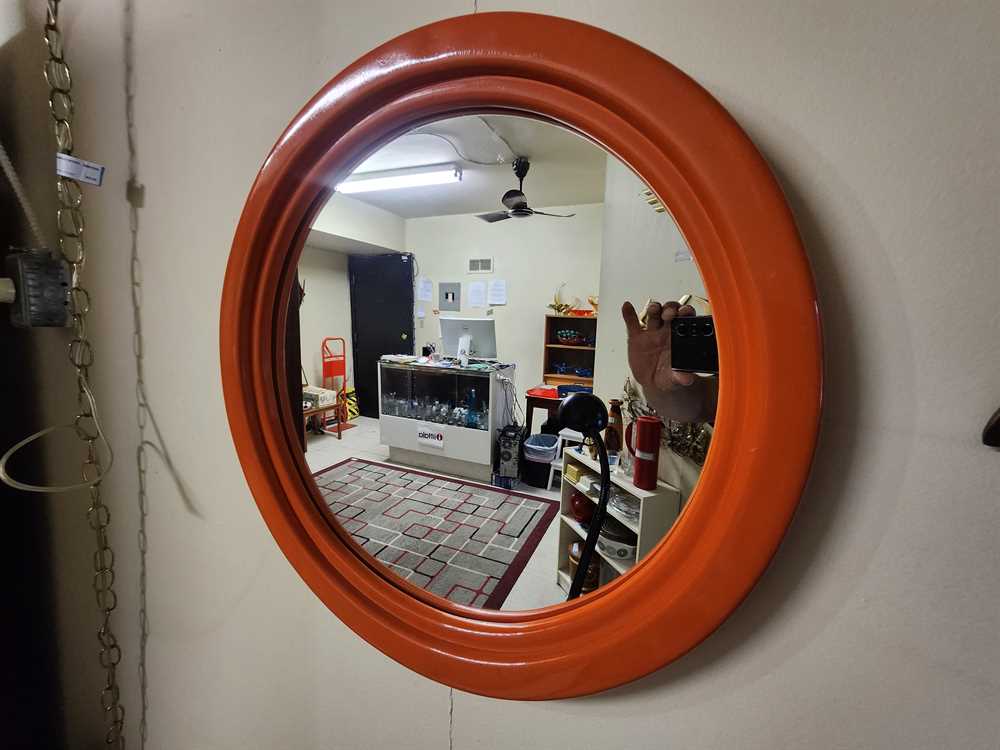1970 Round Orange Mirror