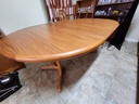 Nordic Furniture Teak Round  Dining Table w / 1 Leaf