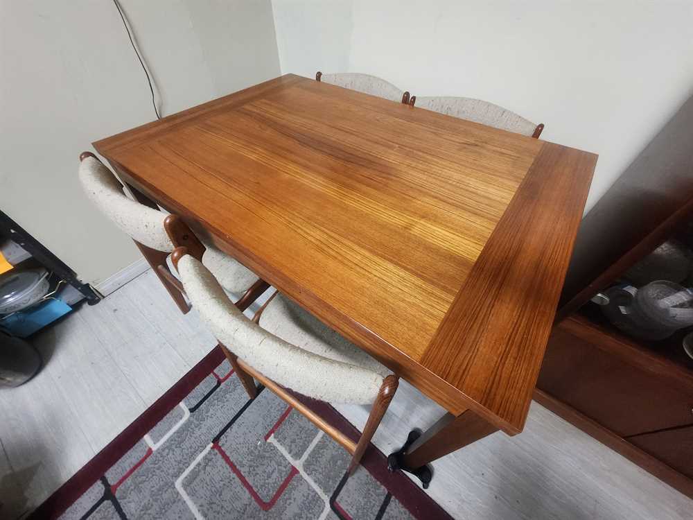 RS Associates Teak Draw Leaf Dining Table