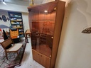 Teak Corner Cabinet w/ lighting and glass shelves