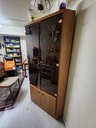 Teak Corner Cabinet w/ lighting and glass shelves