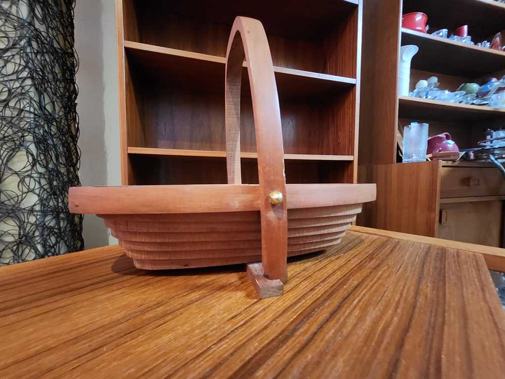 Vintage Deep Spring Teak Collapsible Basket