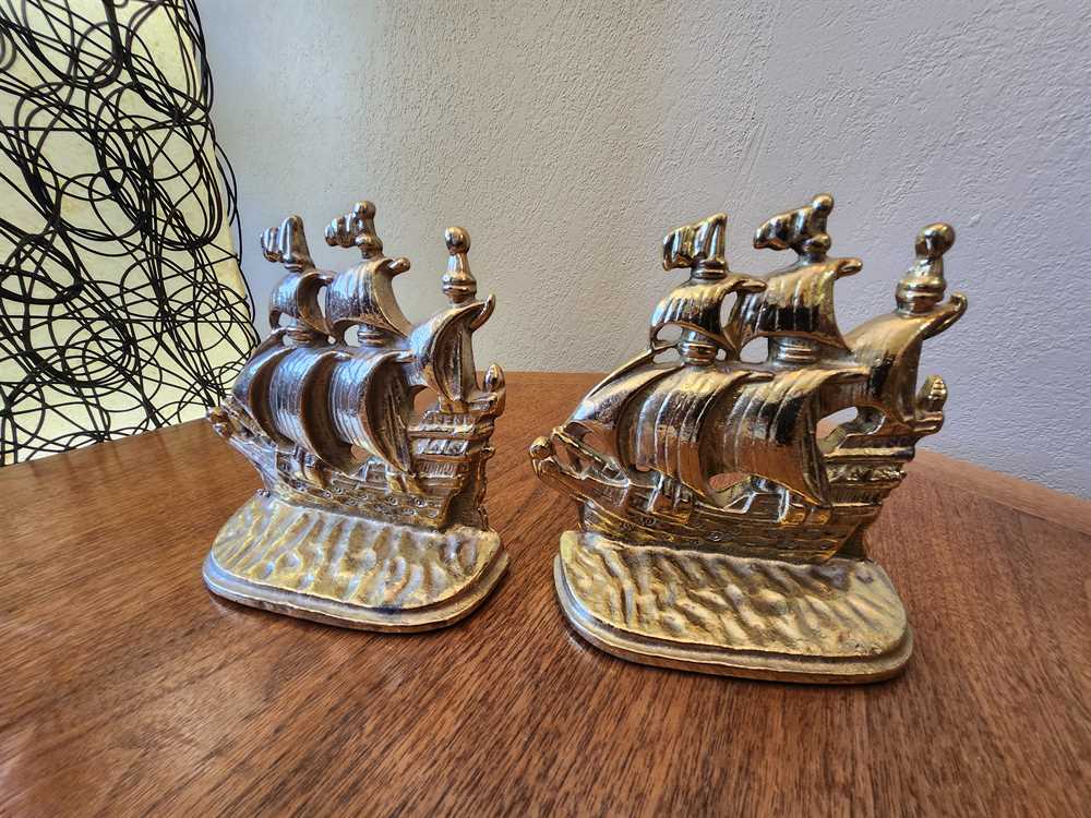 Set of Solid Brass Sailboat Bookends