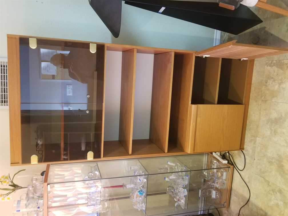 Mobican Teak Wall Unit w/ Smoked Glass and lighting