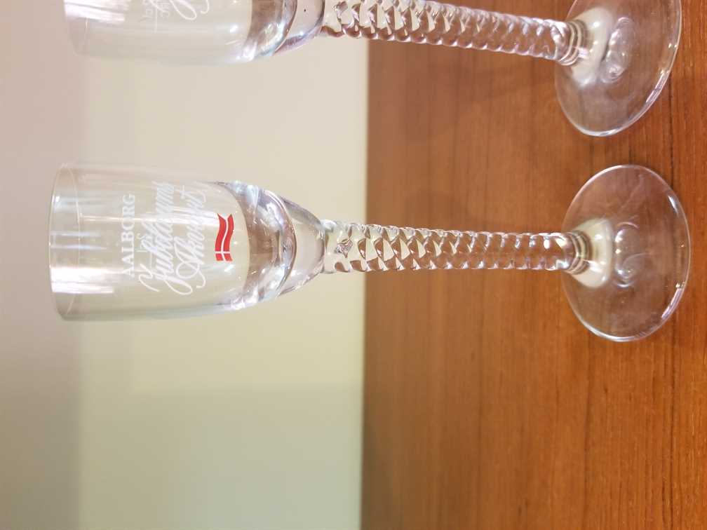 Pair of Aalborg Denmark Akvavit Glasses