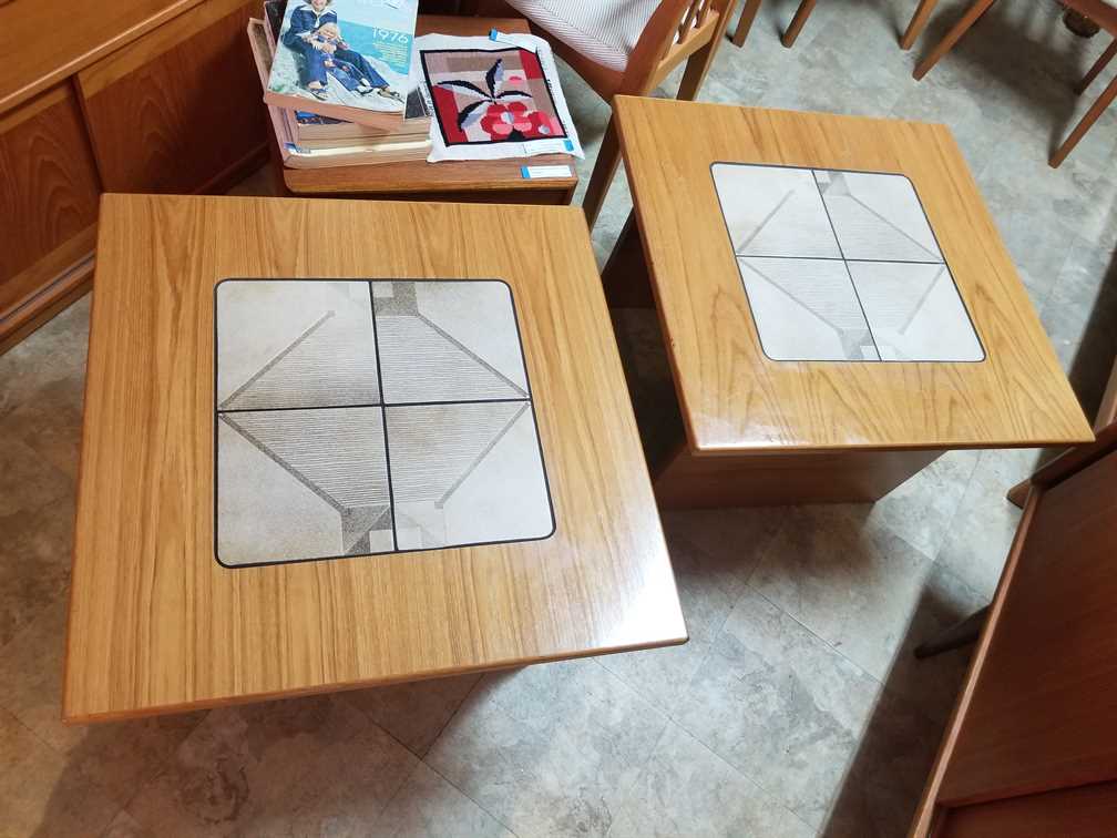 Pair of Gangso Mobler Teak and Tile End Tables