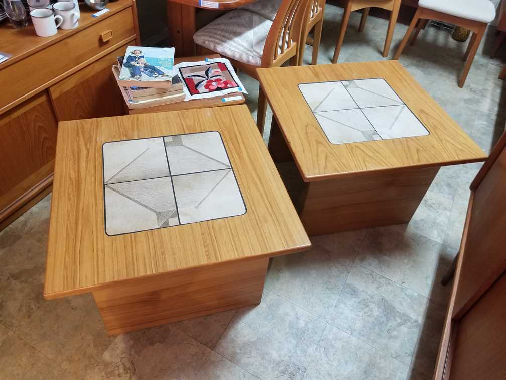 Pair of Gangso Mobler Teak and Tile End Tables