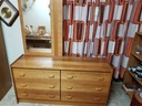 RS Associates Teak 6 Drawer Lowboy Dresser w/ Mirror