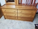 RS Associates Teak 6 Drawer Lowboy Dresser w/ Mirror