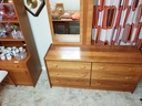 RS Associates Teak 6 Drawer Lowboy Dresser w/ Mirror