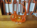 Orange Chalet Glass Basket - Signed
