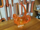Orange Chalet Glass Basket - Signed