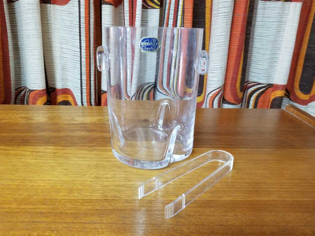 Bohemian Glass Ice Bucket w/tongs