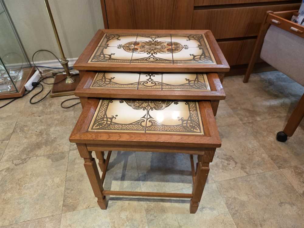 Set of three Danish Mobelfabrikken Tiled Nesting Tables