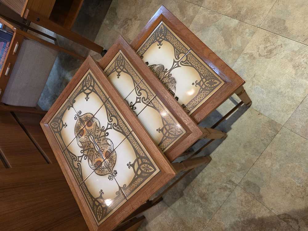Set of three Danish Mobelfabrikken Tiled Nesting Tables
