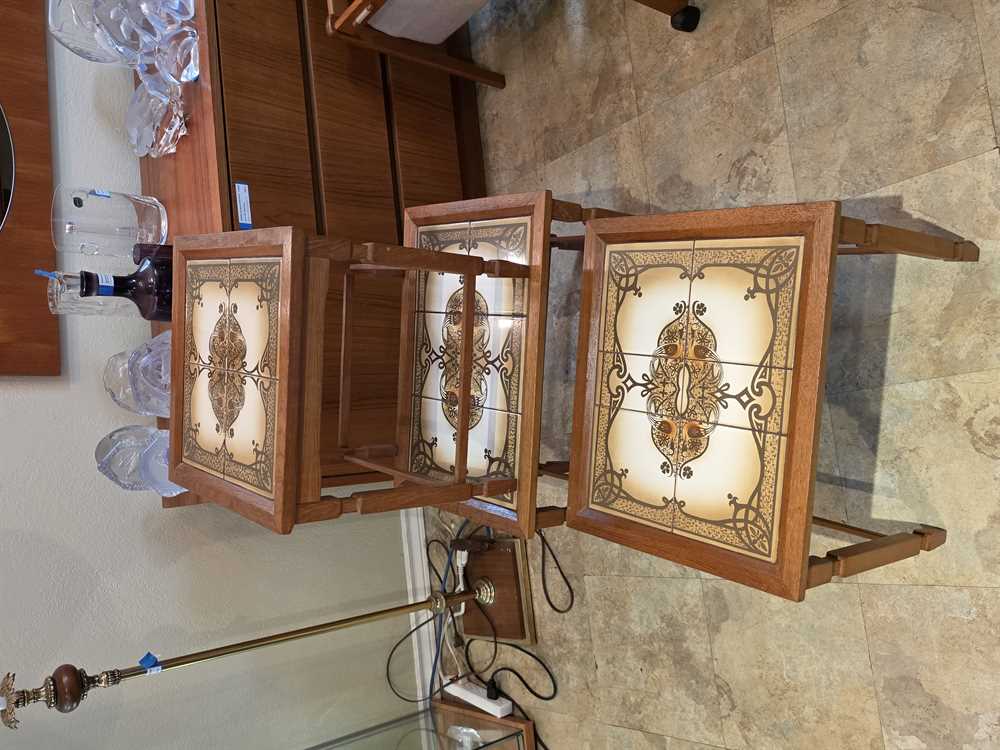 Set of three Danish Mobelfabrikken Tiled Nesting Tables