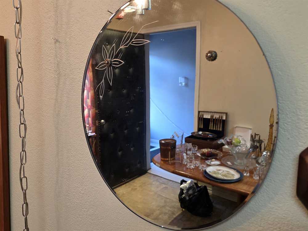 Vintage Round Etched Mirror