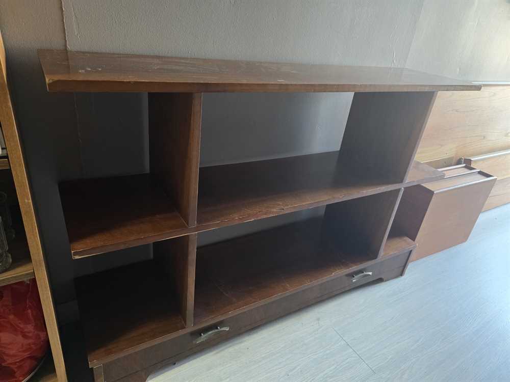 Walnut Laminate Room Divider / Bookshelf / Display Cabinet