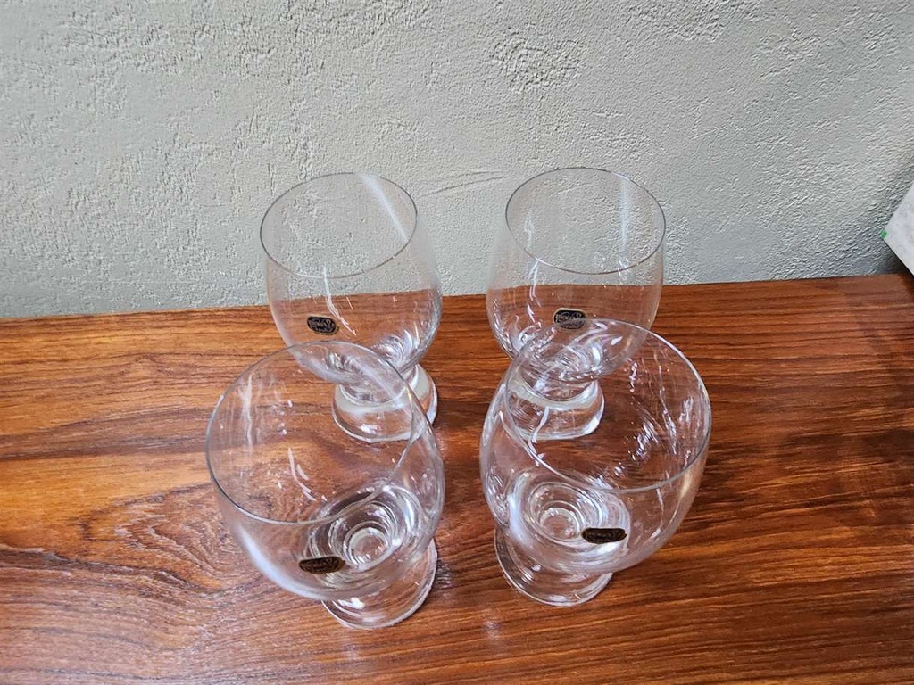 Set of 4 Bohemian Crystal Beer Glasses