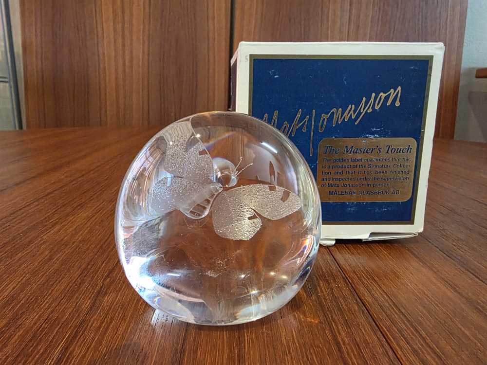Mats Jonasson Signed and Numbered Glass Sculpture Butterfly