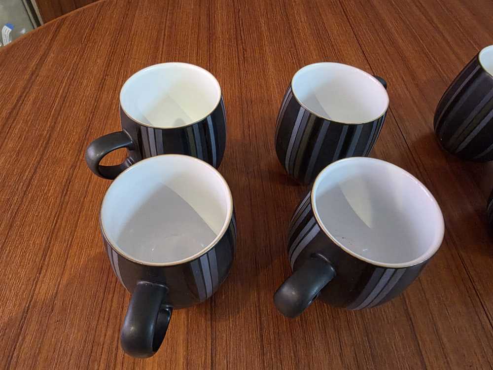 Set of 4 Denby Jet Stripe Coffee Mugs