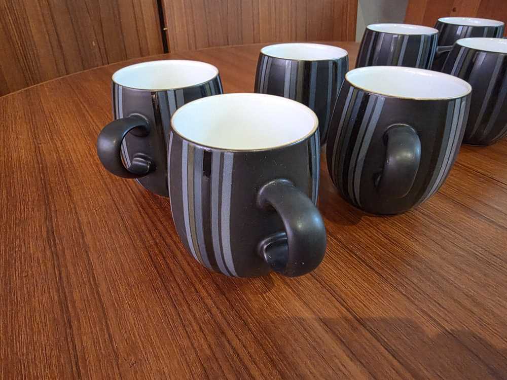Set of 4 Denby Jet Stripe Coffee Mugs