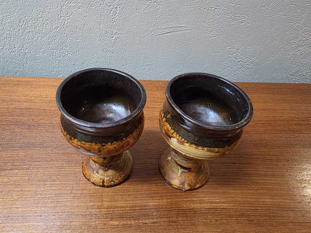 Pair Laurentian Pottery Goblets