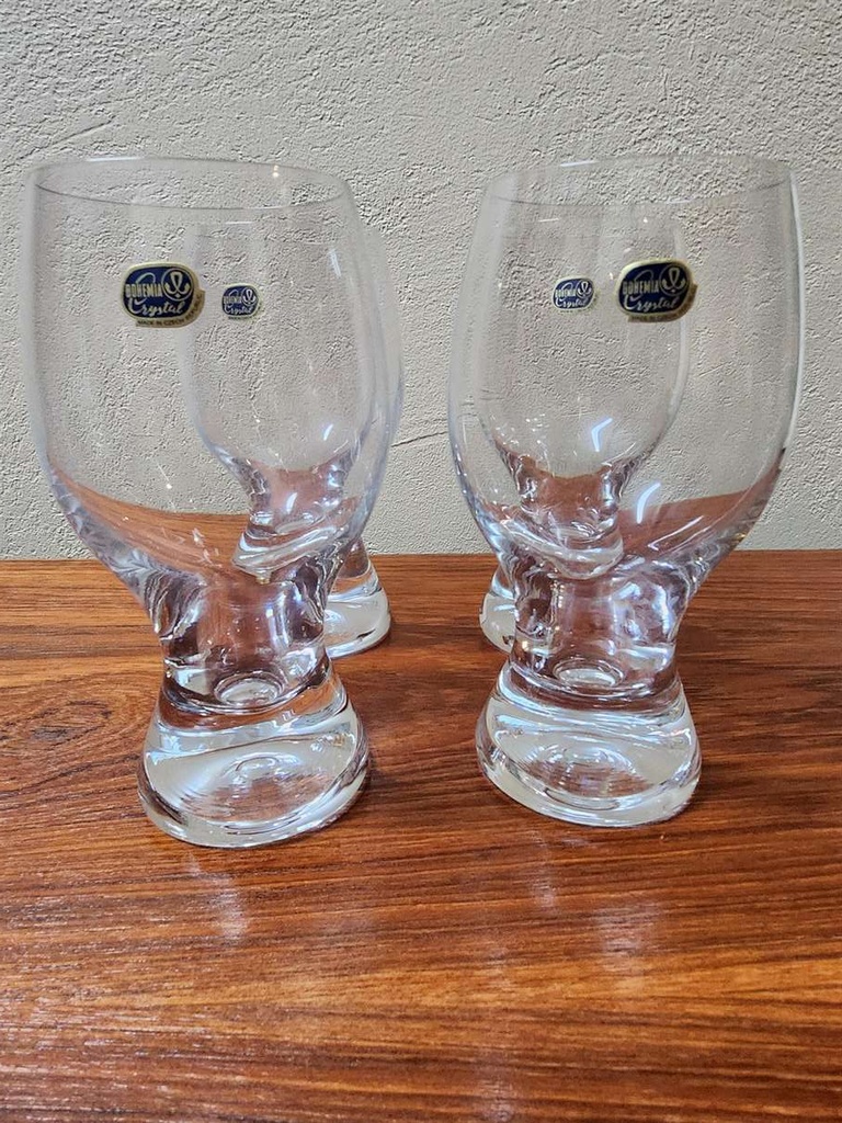 Set of 4 Bohemian Crystal Beer Glasses