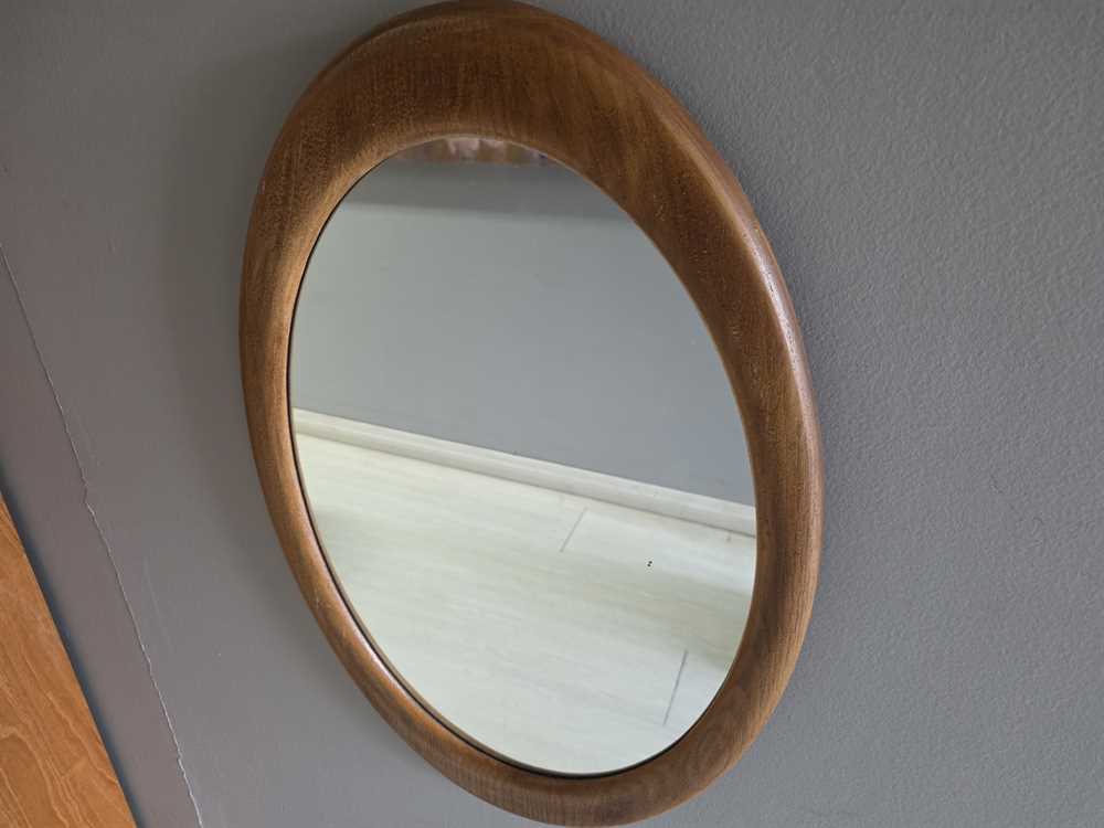 1970's Walnut Oval Wall Mirror