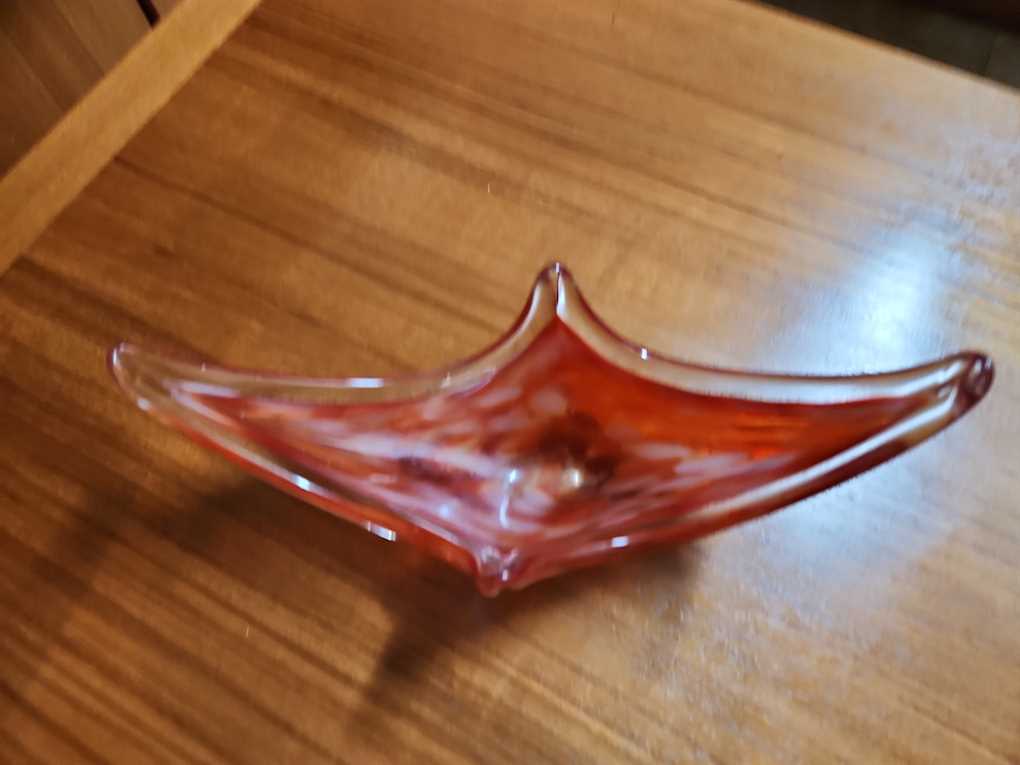 Red/Orange Art Glass Basket