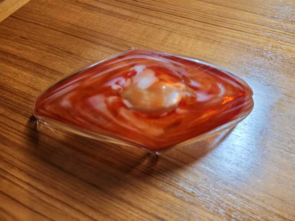 Red/Orange Art Glass Basket