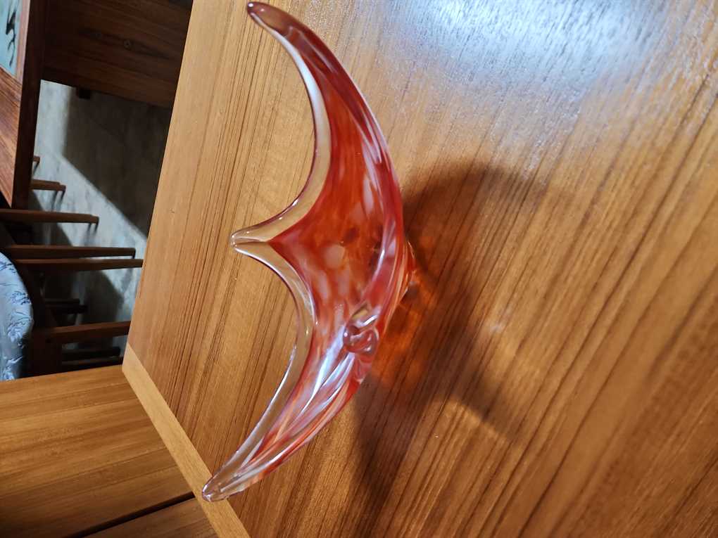 Red/Orange Art Glass Basket