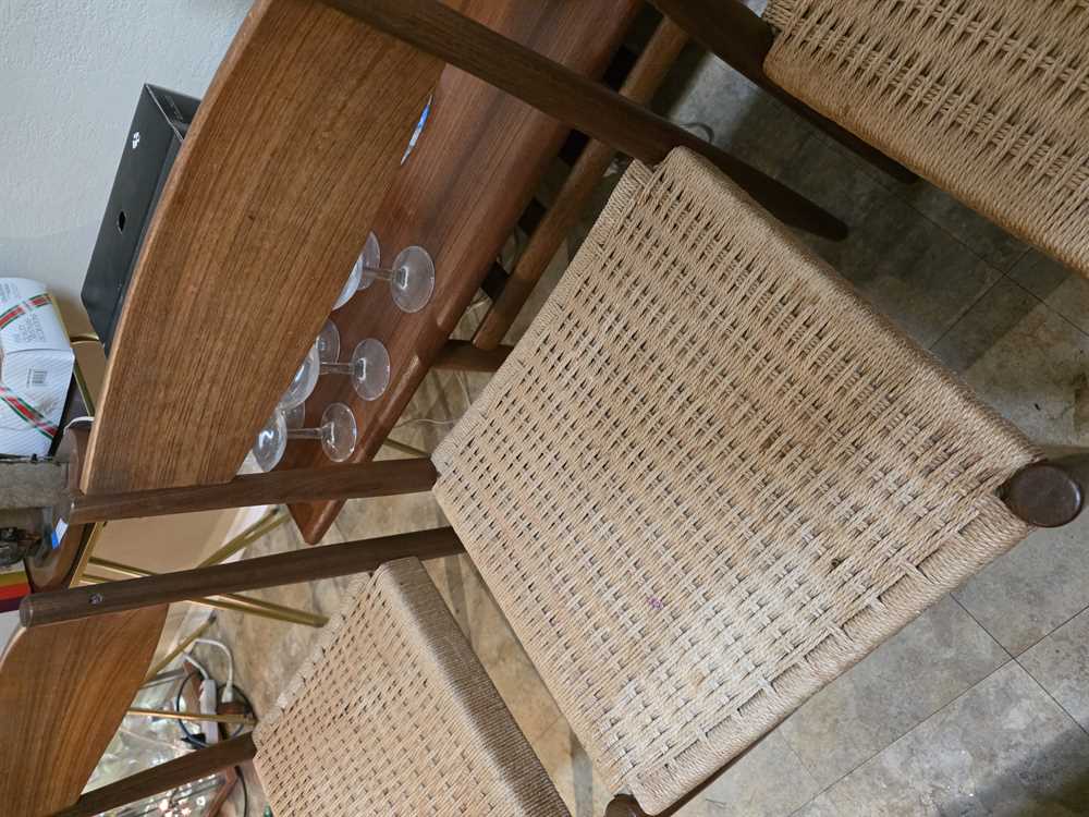 Set of 4 1960's Danish Teak & Papercord Dining Chairs by Poul Volther for Frem Rojle