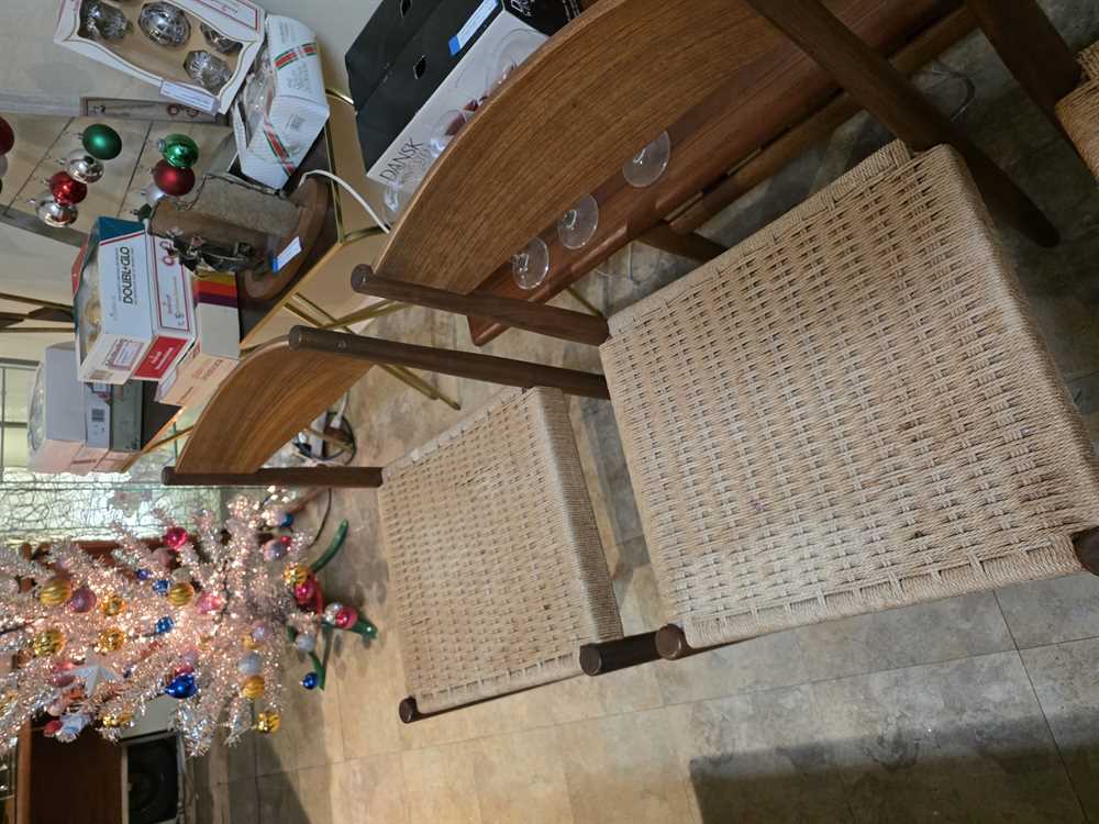 Set of 4 1960's Danish Teak & Papercord Dining Chairs by Poul Volther for Frem Rojle