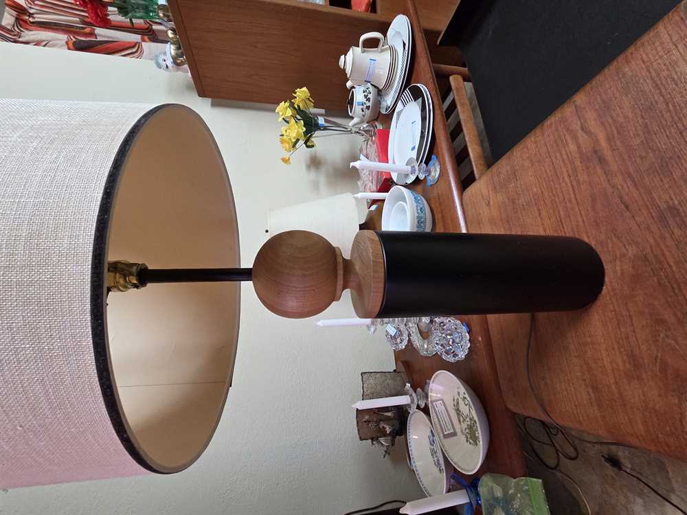 1960's Electrohome Teak and Black Lacquered Table Lamp