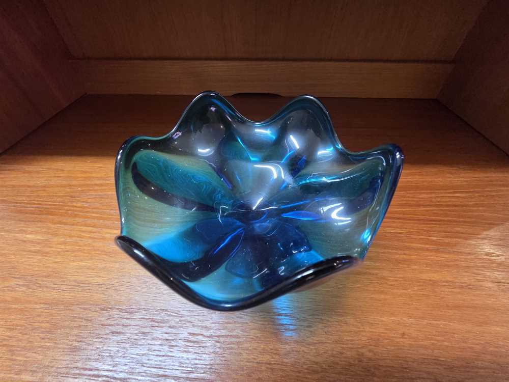 Viking Glass Bluetique 6 Petal Compote Dish