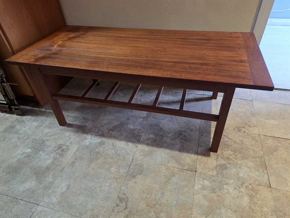 Danish Teak Coffee Table with Runged Undershelf
