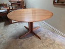 Danish Teak Round to Oval Dining Table w/ 2 Leaves