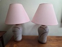 Pair of Teak and Ceramic MCM Table Lamps
