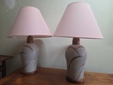 Pair of Teak and Ceramic MCM Table Lamps