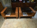 Pair of Teak End Tables w/ Smoked Glass Tops