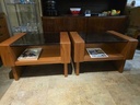 Pair of Teak End Tables w/ Smoked Glass Tops