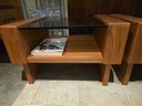 Pair of Teak End Tables w/ Smoked Glass Tops