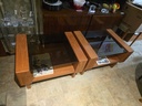 Pair of Teak End Tables w/ Smoked Glass Tops