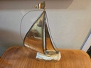 Large Demott Brass Sailboat Sculpture.  Signed.  California.