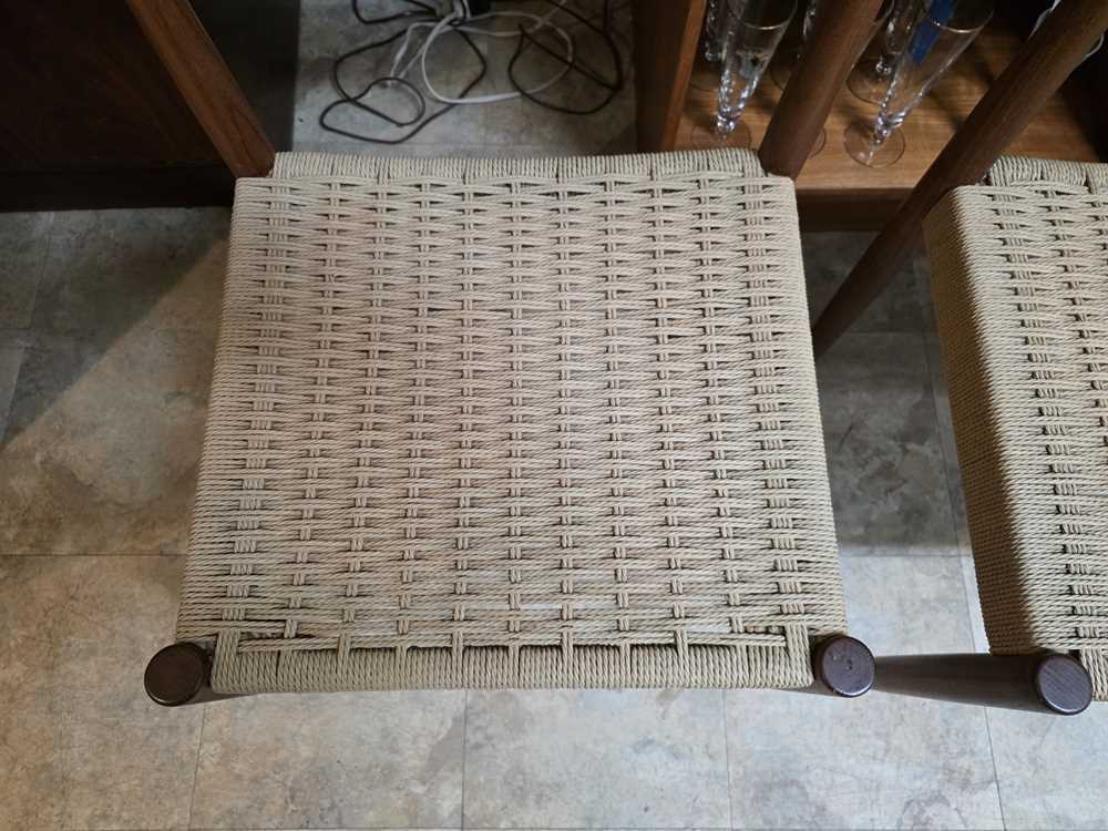 Set of 4 1960's Danish Teak & Papercord Dining Chairs by Poul Volther for Frem Rojle