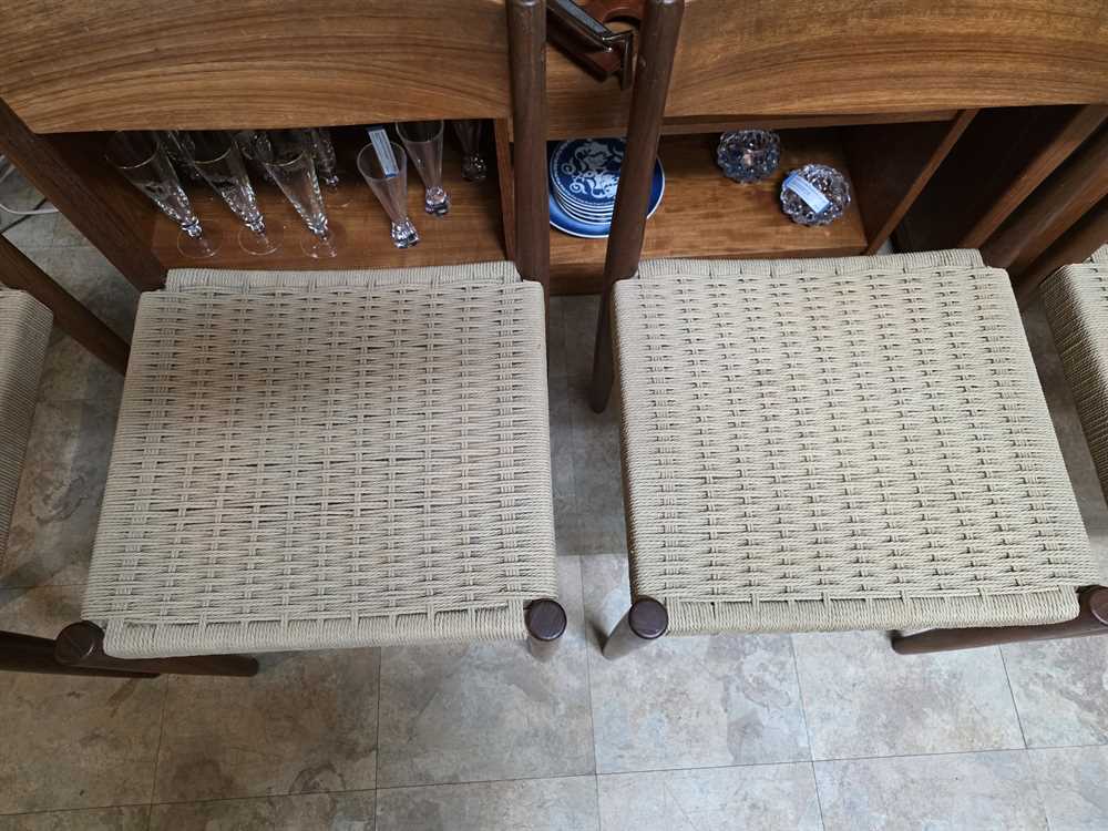 Set of 4 1960's Danish Teak & Papercord Dining Chairs by Poul Volther for Frem Rojle