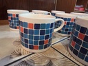 Melita Blue & Red Moscaic 7-17 Coffee Set - 6 Cups w/ Cream & Sugar