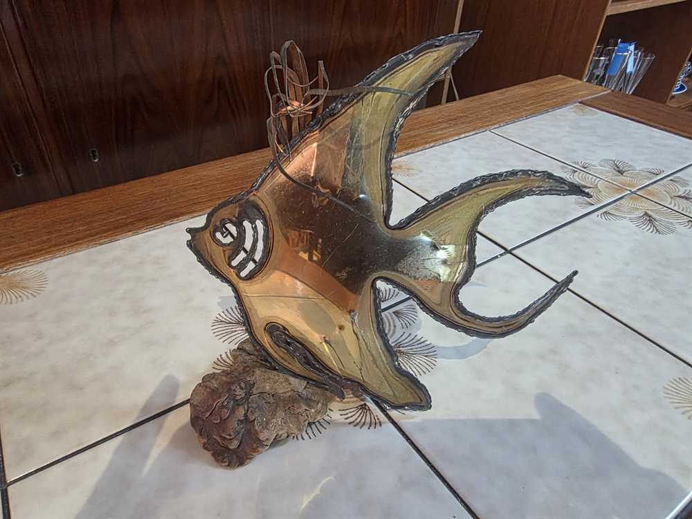 Torch Art Fish on Driftwood Scultpure